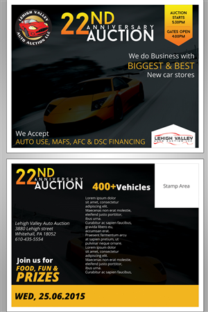 Postcard Design by roopaljain for LEHIGH VALLEY AUTO AUCTION | Design: #5985962
