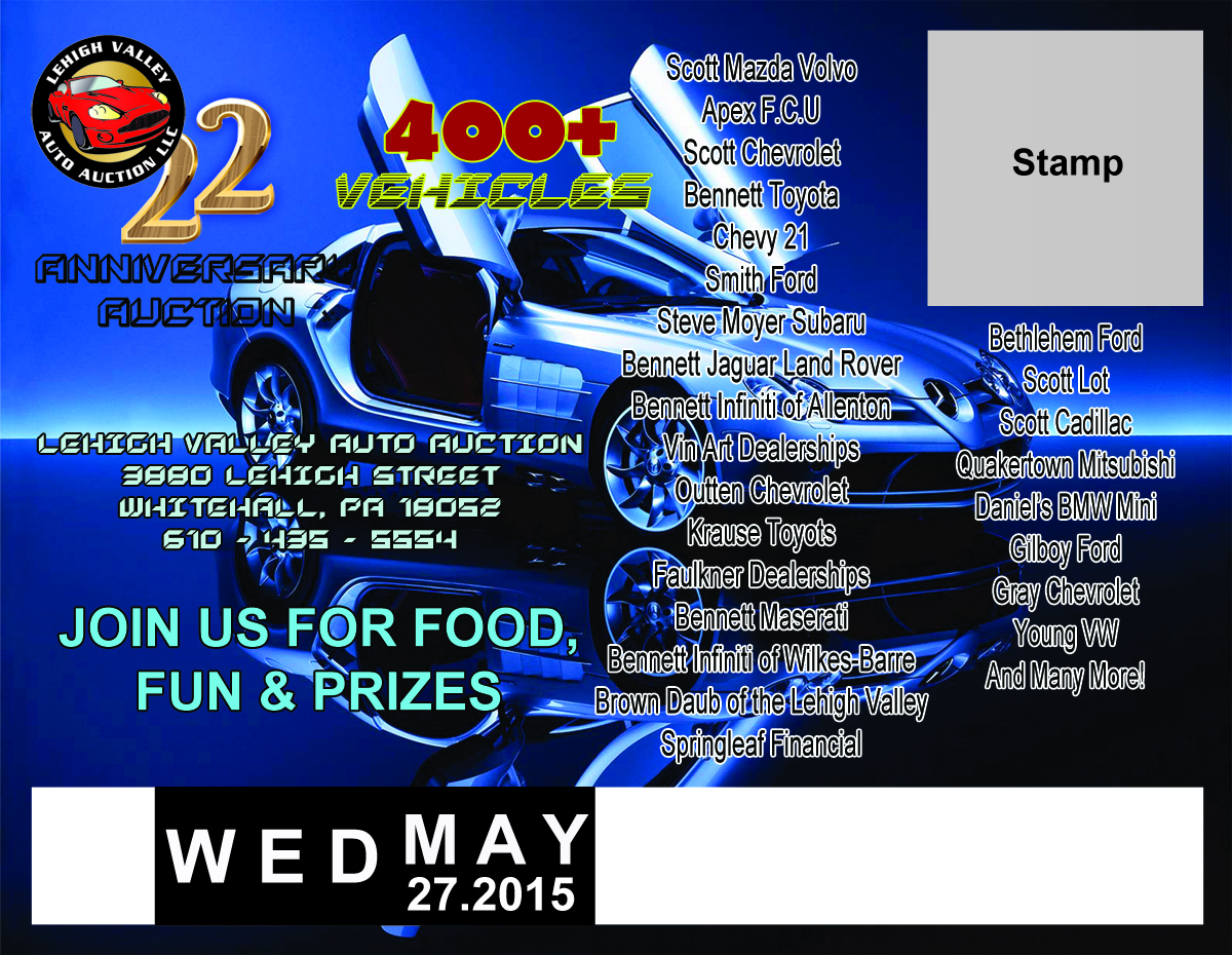 Postcard Design by Rameez Ahmed for LEHIGH VALLEY AUTO AUCTION | Design #6077227