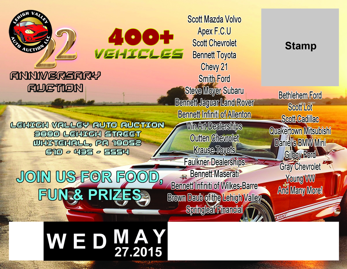 Postcard Design by Rameez Ahmed for LEHIGH VALLEY AUTO AUCTION | Design #6087376