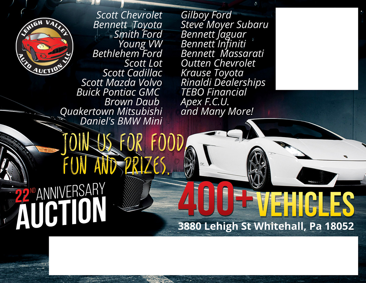 Postcard Design by Tamplier2014 for LEHIGH VALLEY AUTO AUCTION | Design: #6122418