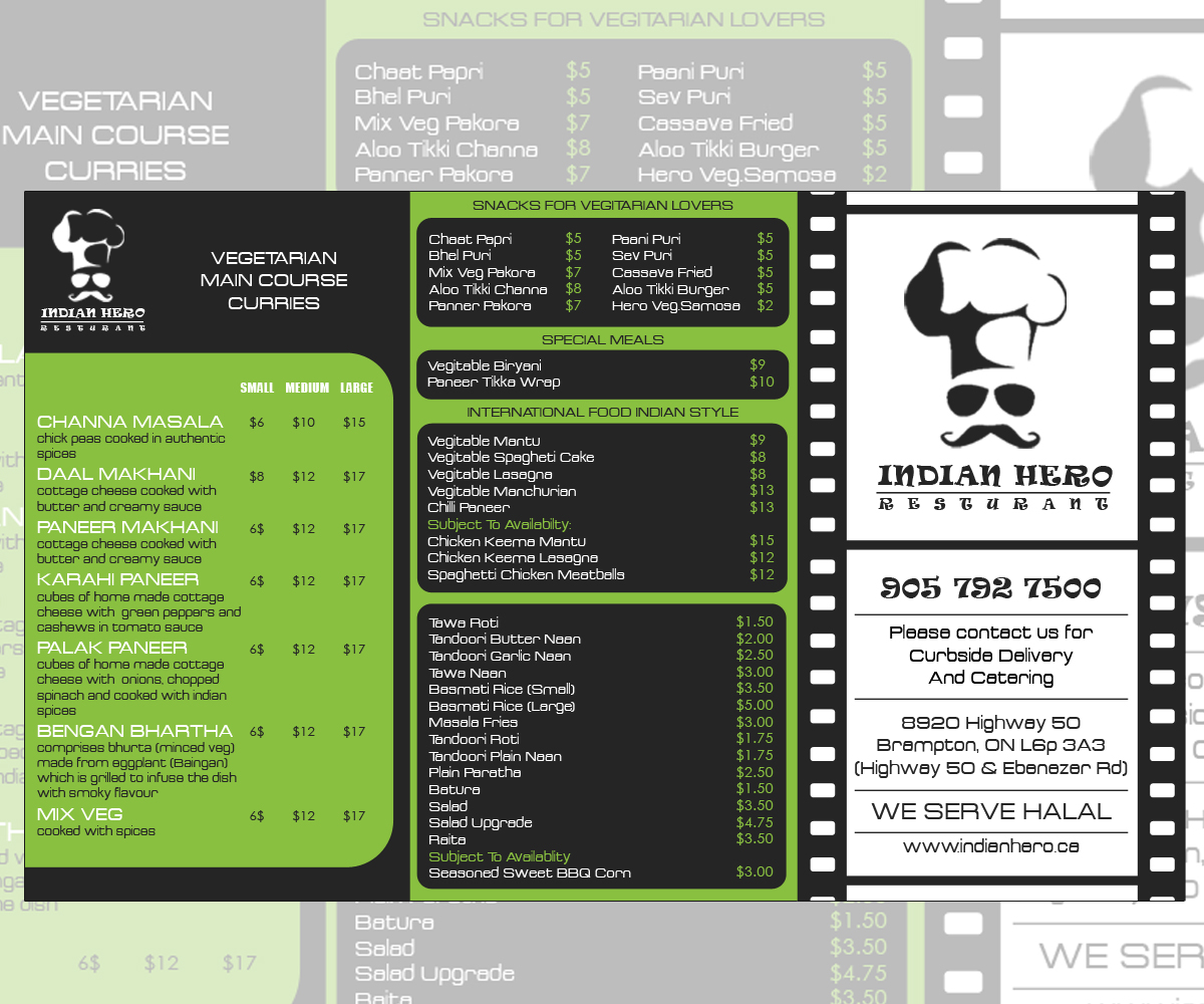 Menu Design by Moustache-Graphics for India Gate Inc. | Design #6287178