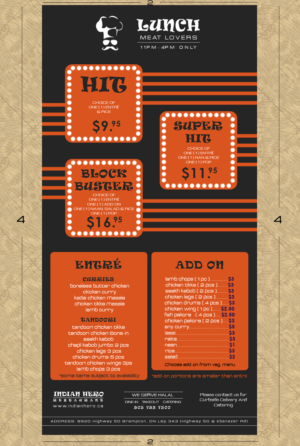 Diseño de Menú por Moustache-Graphics para India Gate Inc. | Diseño: #6850677