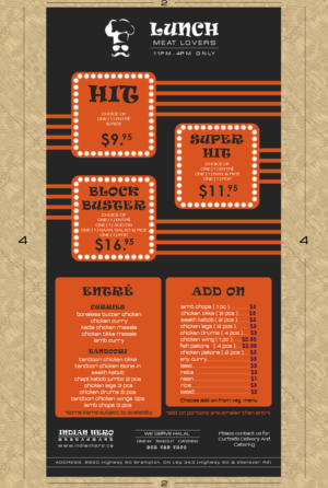 Diseño de Menú por Moustache-Graphics para India Gate Inc. | Diseño: #6850900