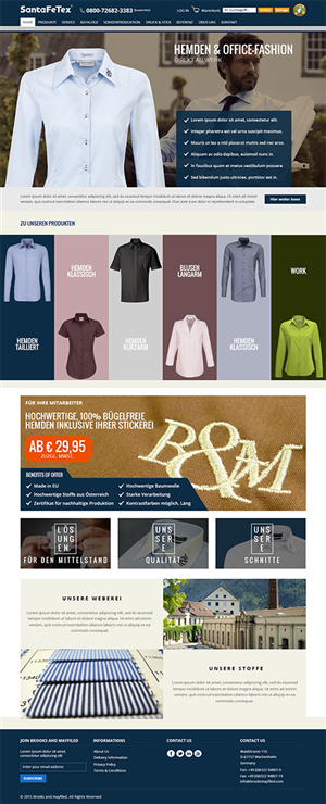 Landing Page-Design von RupalTechno für santaFeTex GmbH | Design: #6119734