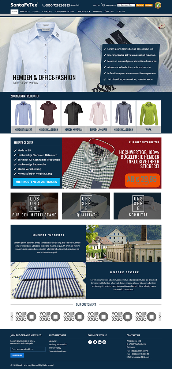 Landing Page Design by RupalTechno for santaFeTex GmbH | Design #6215639