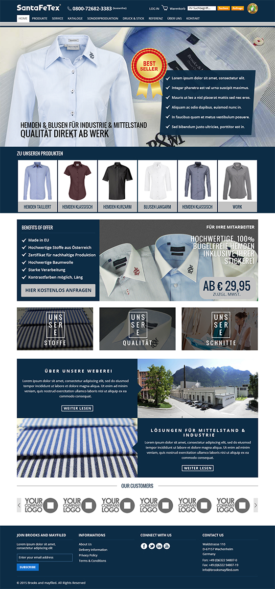 Landing Page Design by RupalTechno for santaFeTex GmbH | Design #6235411