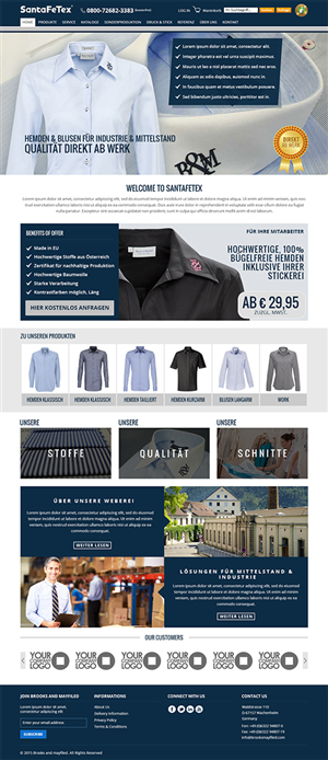 Diseño de Página de Aterrizaje por RupalTechno para santaFeTex GmbH | Diseño: #6275826