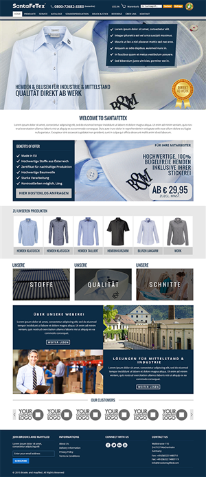 Diseño de Página de Aterrizaje por RupalTechno para santaFeTex GmbH | Diseño: #6275829