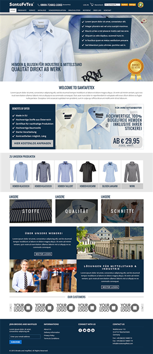 Diseño de Página de Aterrizaje por RupalTechno para santaFeTex GmbH | Diseño: #6301743