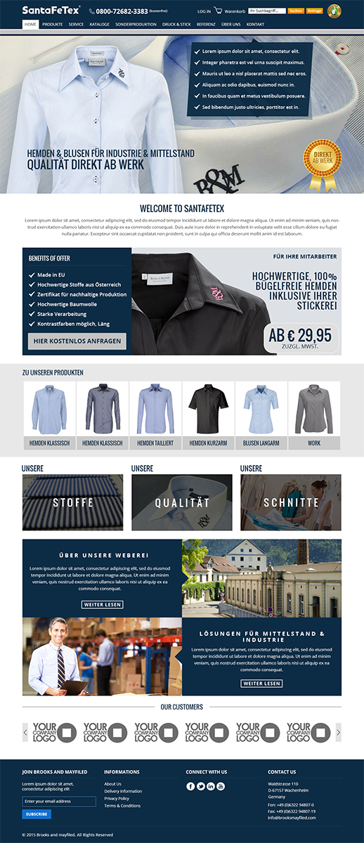 Landing Page Design by RupalTechno for santaFeTex GmbH | Design #6301771