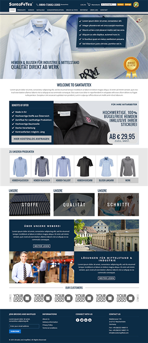 Diseño de Página de Aterrizaje por RupalTechno para santaFeTex GmbH | Diseño: #6301771