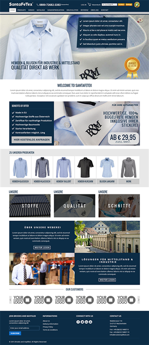 Diseño de Página de Aterrizaje por RupalTechno para santaFeTex GmbH | Diseño: #6301775