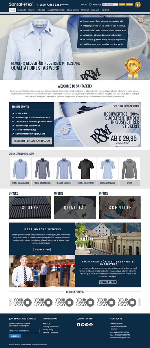 Landing Page-Design von RupalTechno für santaFeTex GmbH | Design #6301786