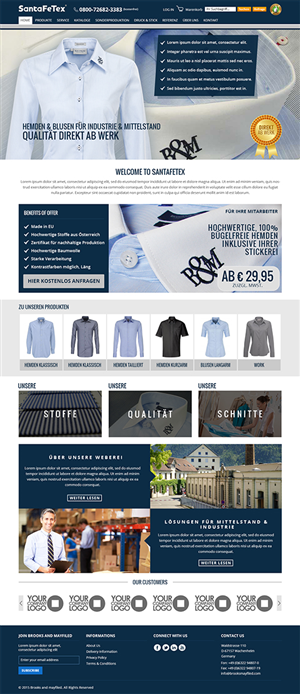 Landing Page-Design von RupalTechno für santaFeTex GmbH | Design: #6301786