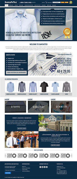 Landing Page-Design von RupalTechno für santaFeTex GmbH | Design: #6324251