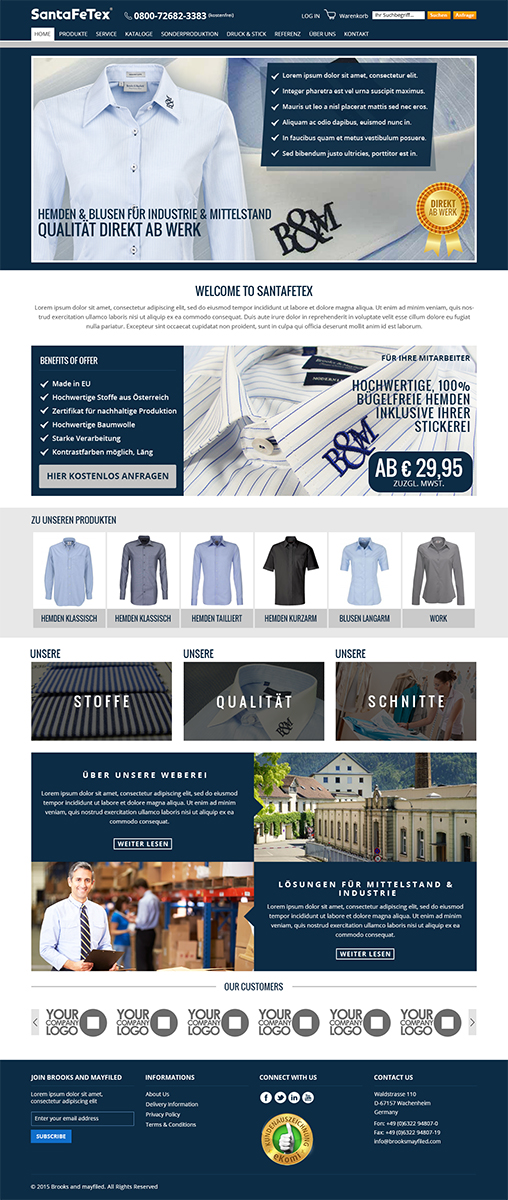 Landing Page Design by RupalTechno for santaFeTex GmbH | Design #6334143