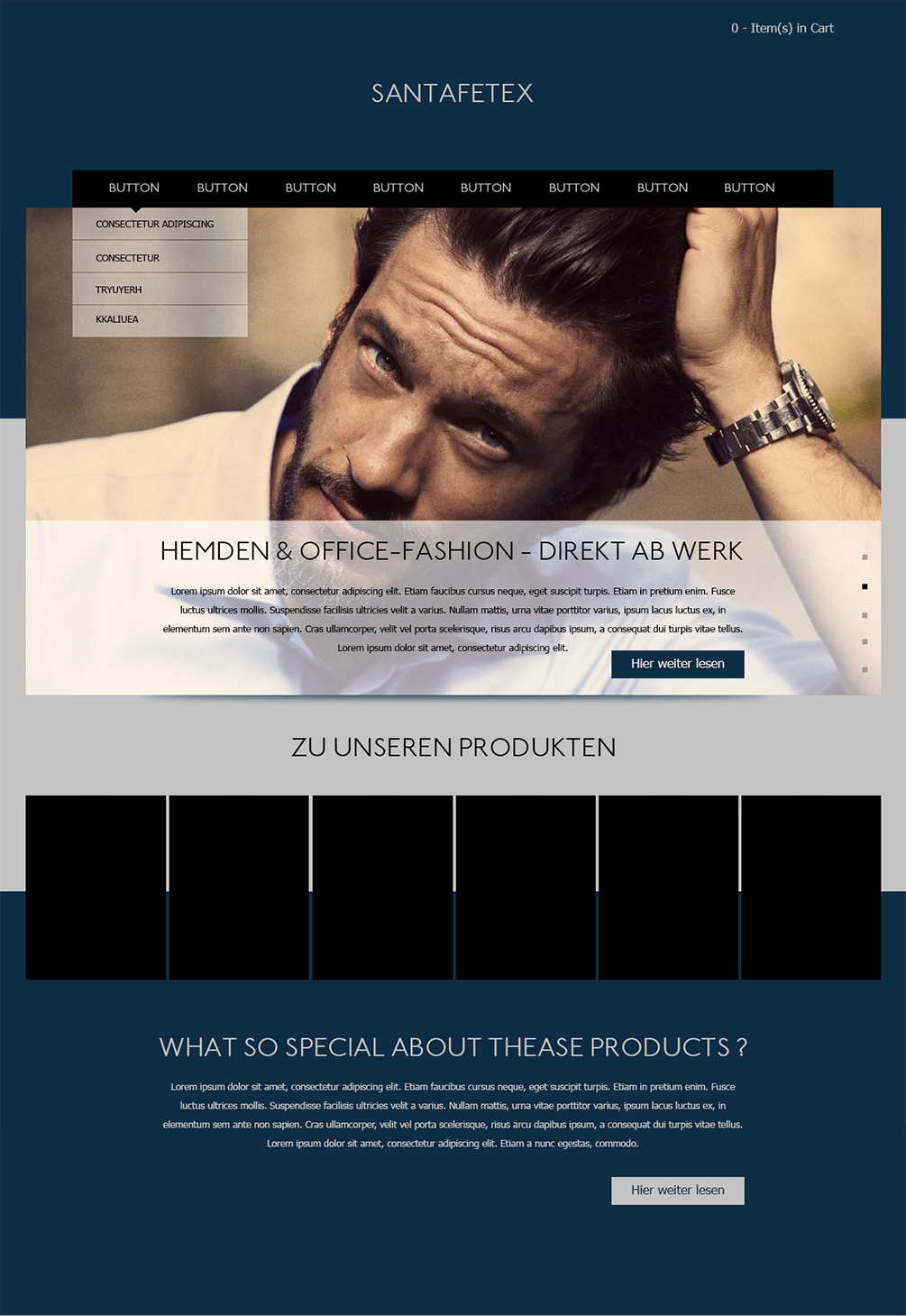 Landing Page Design by Omee for santaFeTex GmbH | Design #6099986