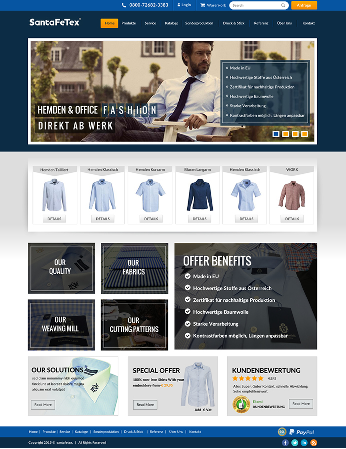 Landing Page Design by newlogic for santaFeTex GmbH | Design #6059436
