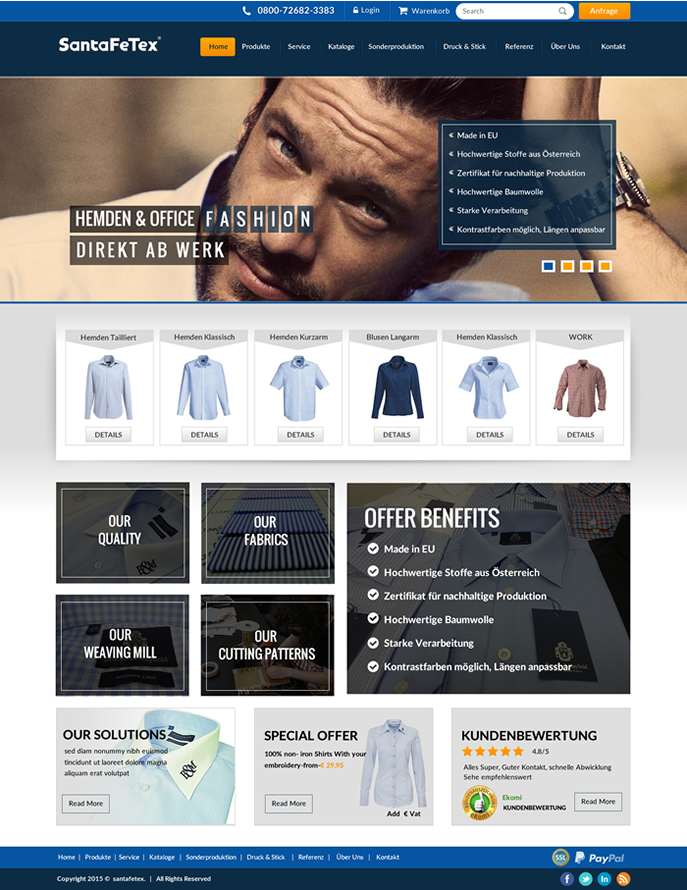 Diseño de Página de Aterrizaje por newlogic para santaFeTex GmbH | Diseño #6059439