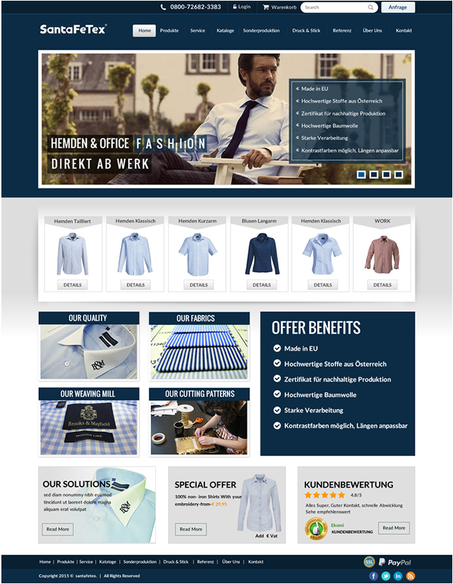 Landing Page-Design von newlogic für santaFeTex GmbH | Design #6065823