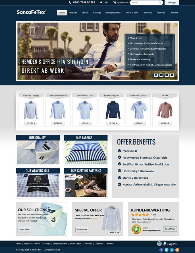 Diseño de Página de Aterrizaje por newlogic para santaFeTex GmbH | Diseño #6065826