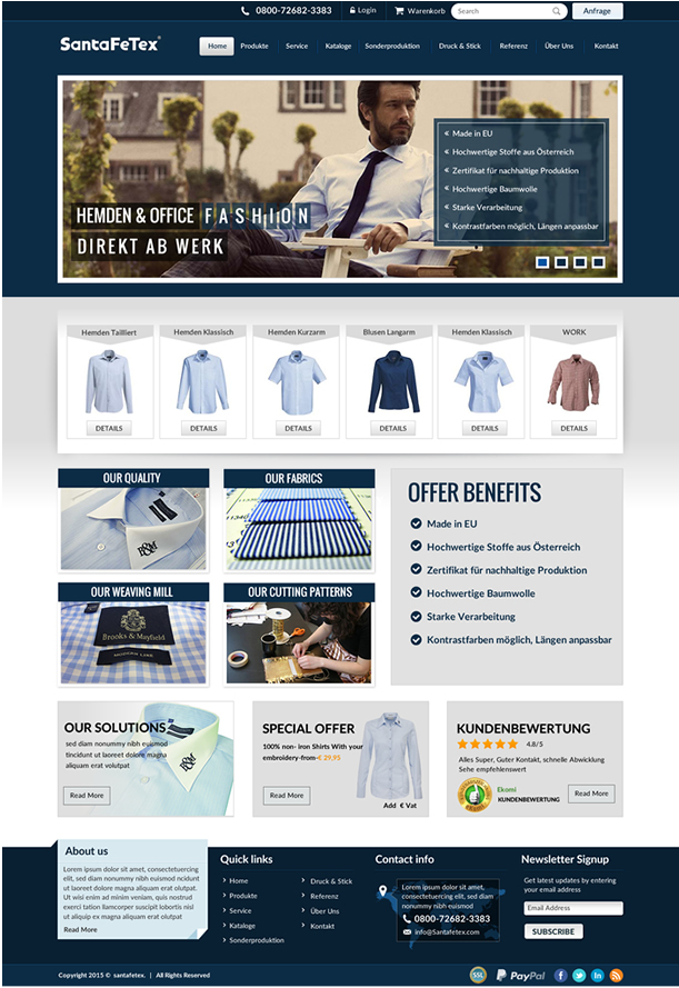 Landing Page Design by newlogic for santaFeTex GmbH | Design #6071223