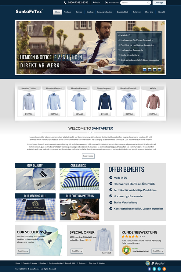 Landing Page Design by newlogic for santaFeTex GmbH | Design #6071229