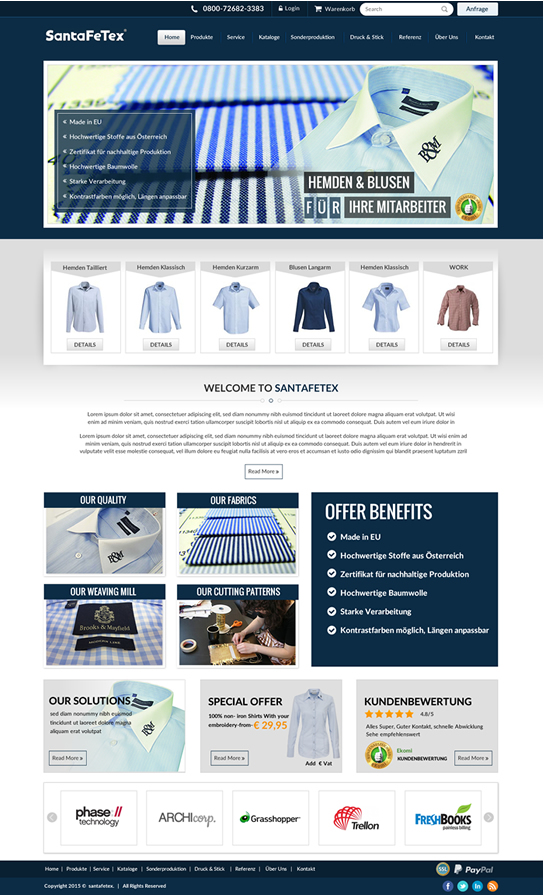 Landing Page Design by newlogic for santaFeTex GmbH | Design #6072082
