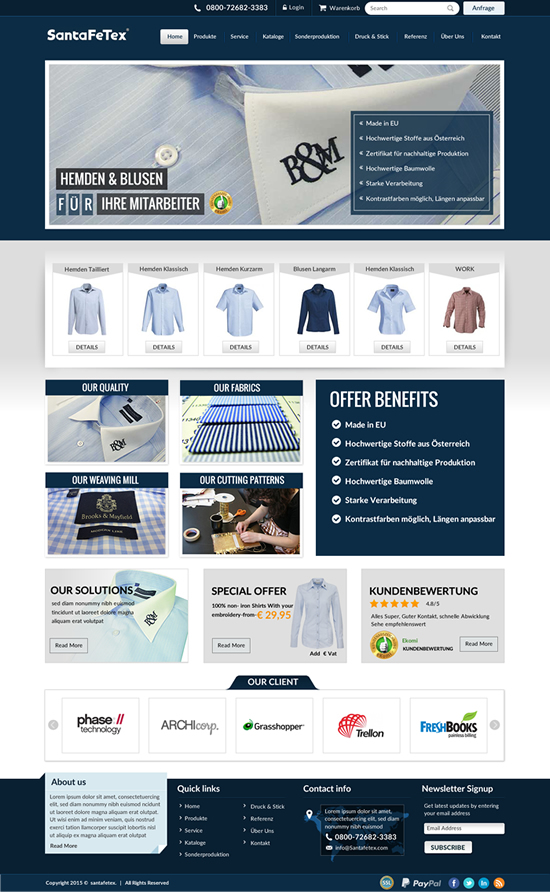 Landing Page-Design von newlogic für santaFeTex GmbH | Design #6072087