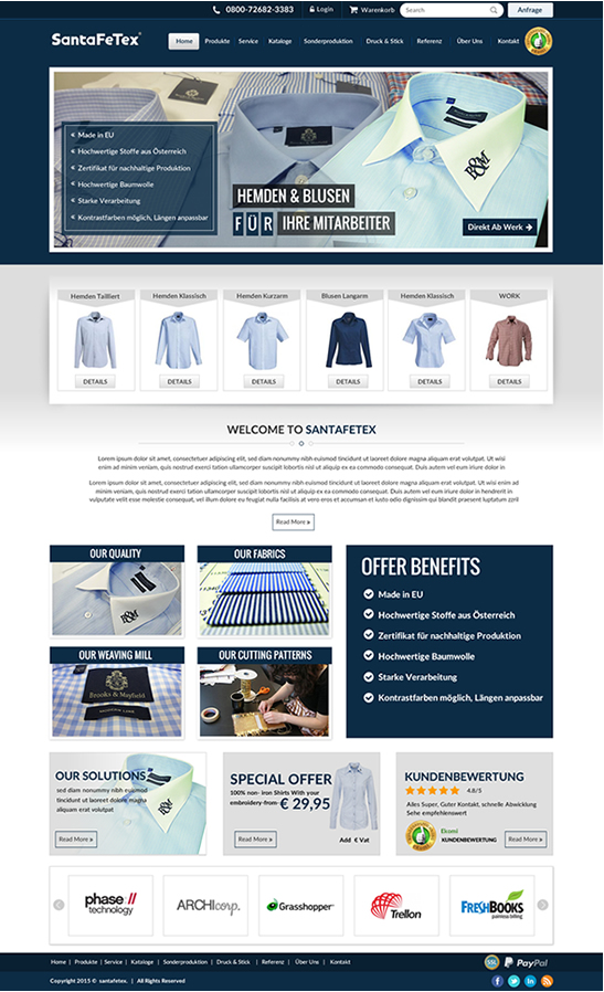 Landing Page Design by newlogic for santaFeTex GmbH | Design #6115854