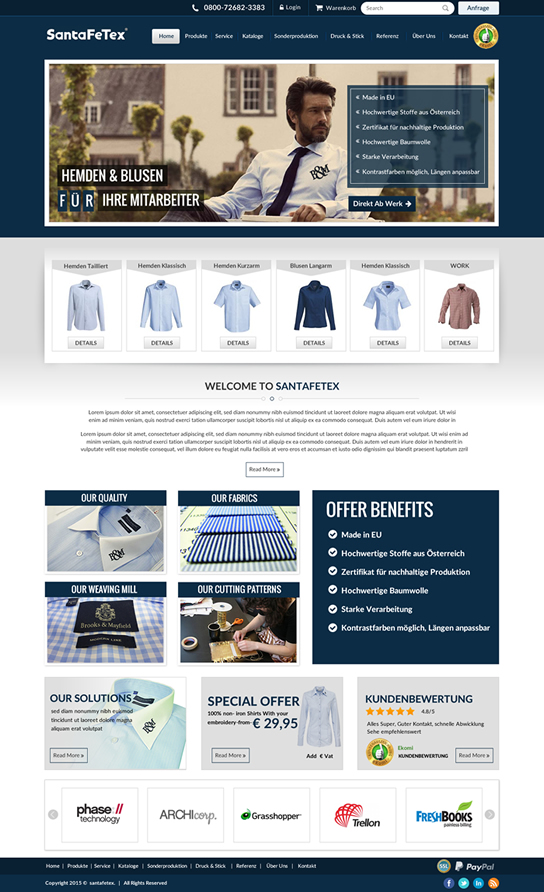 Landing Page Design by newlogic for santaFeTex GmbH | Design #6115862