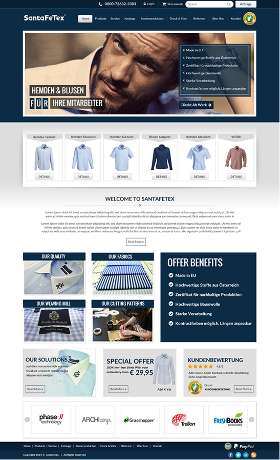 Landing Page Design by newlogic for santaFeTex GmbH | Design #6115875