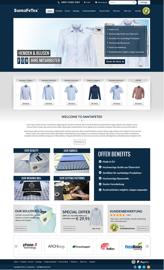 Landing Page Design by newlogic for santaFeTex GmbH | Design #6115884