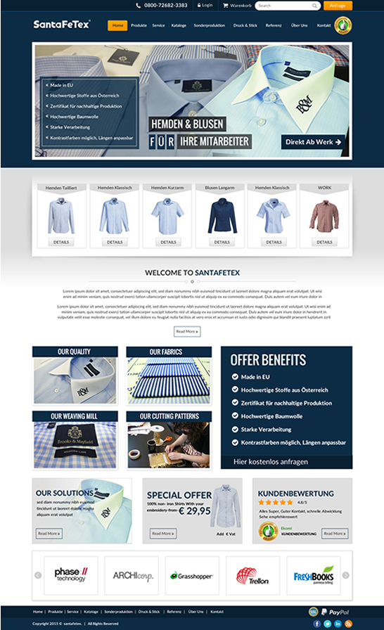 Diseño de Página de Aterrizaje por newlogic para santaFeTex GmbH | Diseño #6124043
