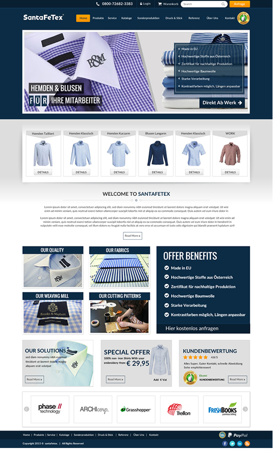 Landing Page Design by newlogic for santaFeTex GmbH | Design #6124050