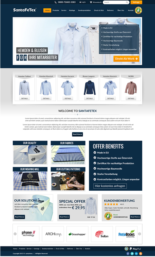 Landing Page Design by newlogic for santaFeTex GmbH | Design #6124055