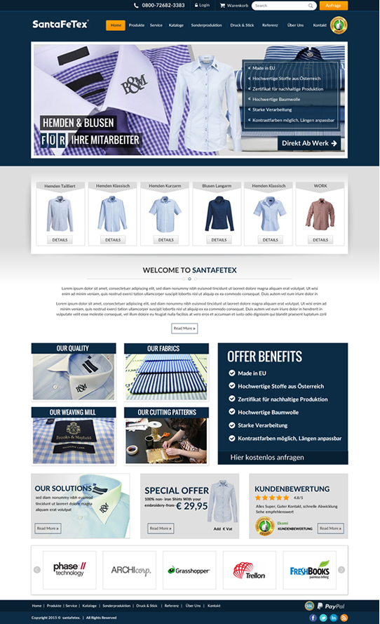 Landing Page Design by newlogic for santaFeTex GmbH | Design #6133586