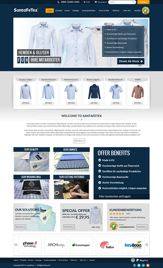 Landing Page Design by newlogic for santaFeTex GmbH | Design #6133587