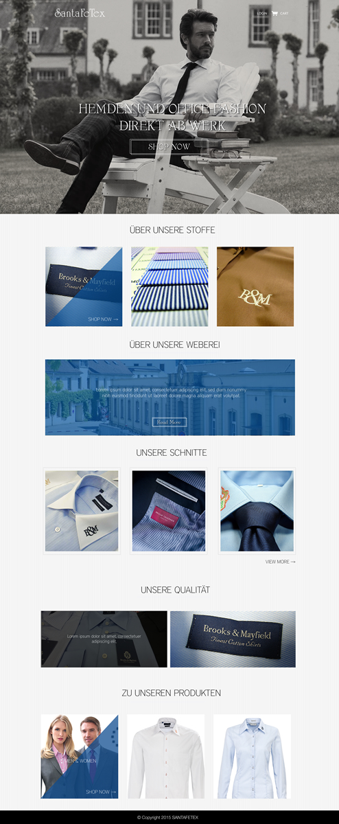 Landing Page Design by Behriatech for santaFeTex GmbH | Design #6009286