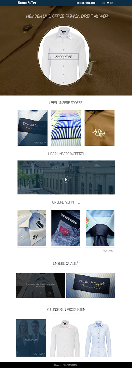 Landing Page Design by Behriatech for santaFeTex GmbH | Design #6009294