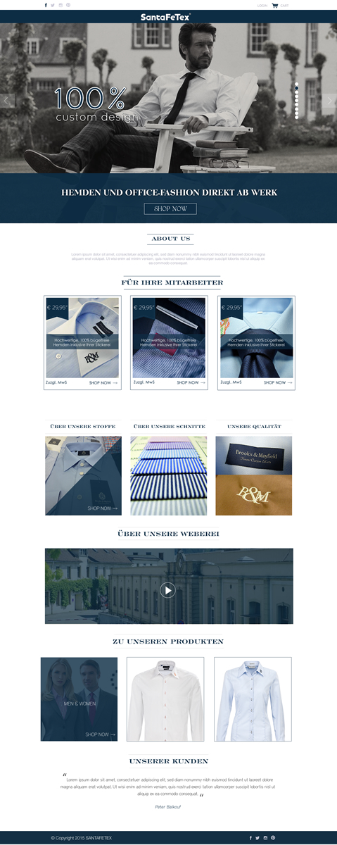 Landing Page Design by Behriatech for santaFeTex GmbH | Design #6044803