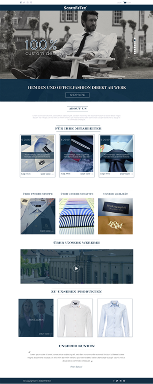 Landing Page Design by Behriatech for santaFeTex GmbH | Design #6044803