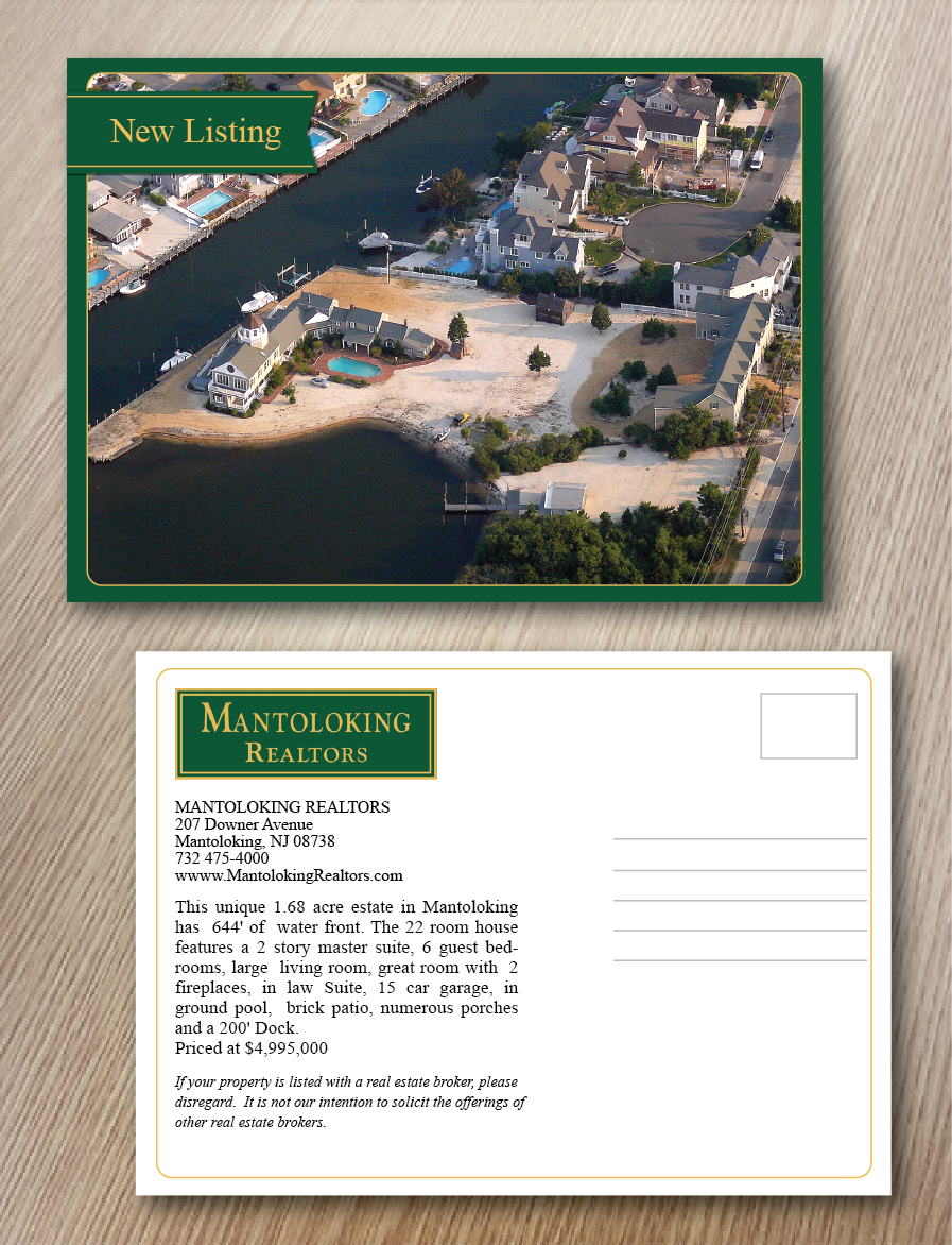 Postcard Design by alex989 for Mantoloking Realtors | Design #6020574