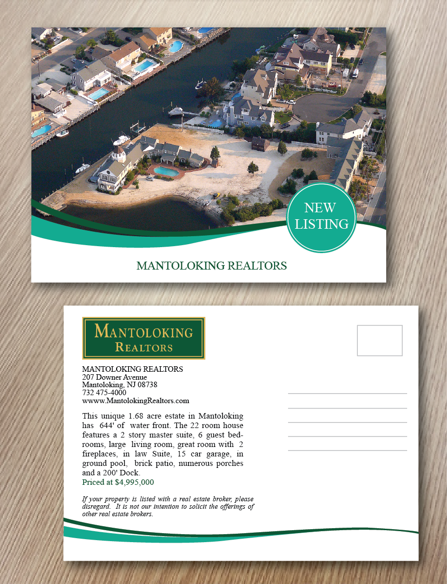 Postcard Design by alex989 for Mantoloking Realtors | Design #6020827