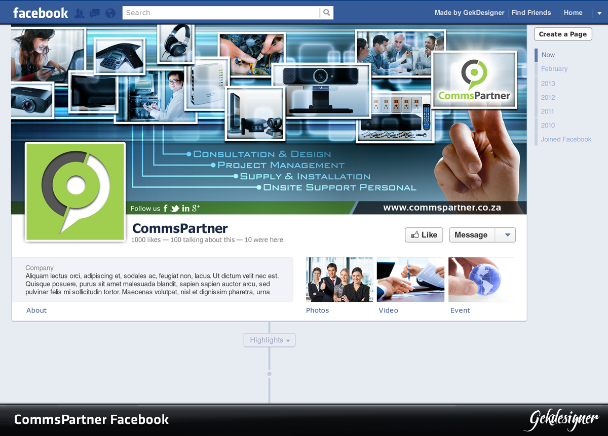 Facebook Design by gekgrfx for Comms Partner (Pty) Ltd. | Design #1637606