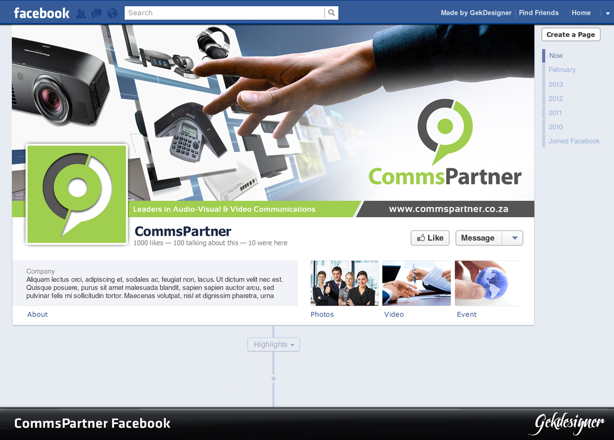 Facebook-Design von gekgrfx für Comms Partner (Pty) Ltd. | Design #1653891