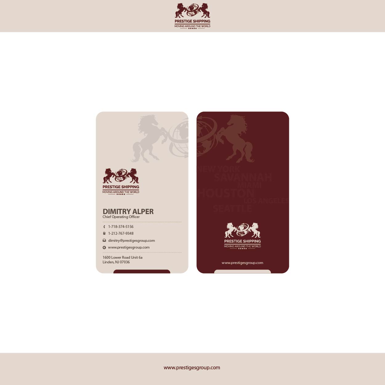 Business Card Design by Depoetra™ for Prestige Shipping Inc. | Design #6009269