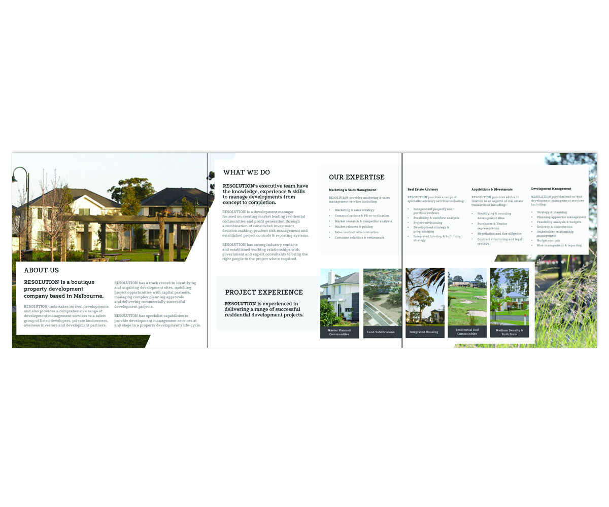 Brochure Design by chetna patel for Resolution Property Group Pty Ltd  | Design #1626109