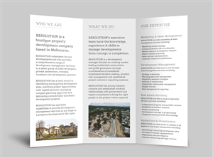 Design de Brochure par Ekanite pour Resolution Property Group Pty Ltd  | Design : #1685330