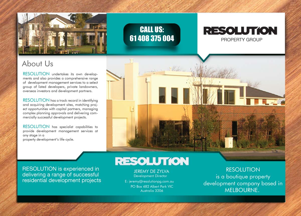 Brochure Design by Sbss for Resolution Property Group Pty Ltd  | Design #1651619